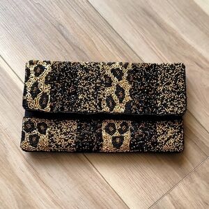 Beaded Clutch Bag - Black and Gold